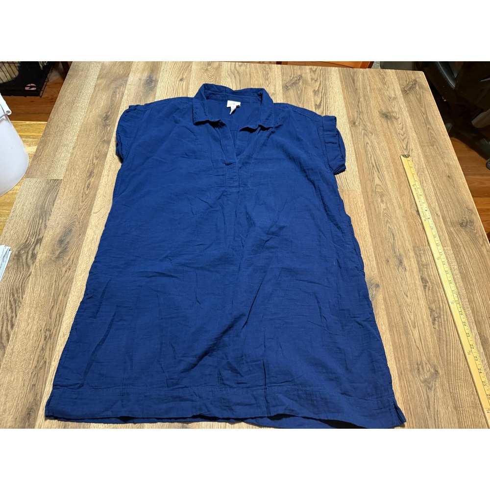 St. John's Bay Dress Womens Size XL Blue Shift Gauze Short Sleeve V-Neck